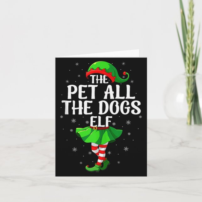 Pet All The Dogs Elf Christmas Girls Women Elf Squ Card (Front)