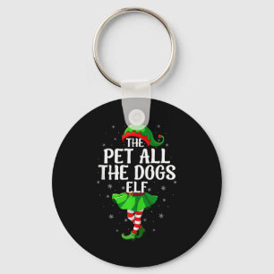 Pet All The Dogs Elf Christmas Girls Women Elf Squ Key Ring
