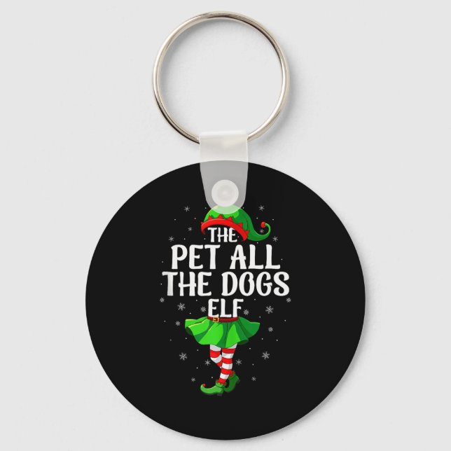 Pet All The Dogs Elf Christmas Girls Women Elf Squ Key Ring (Front)