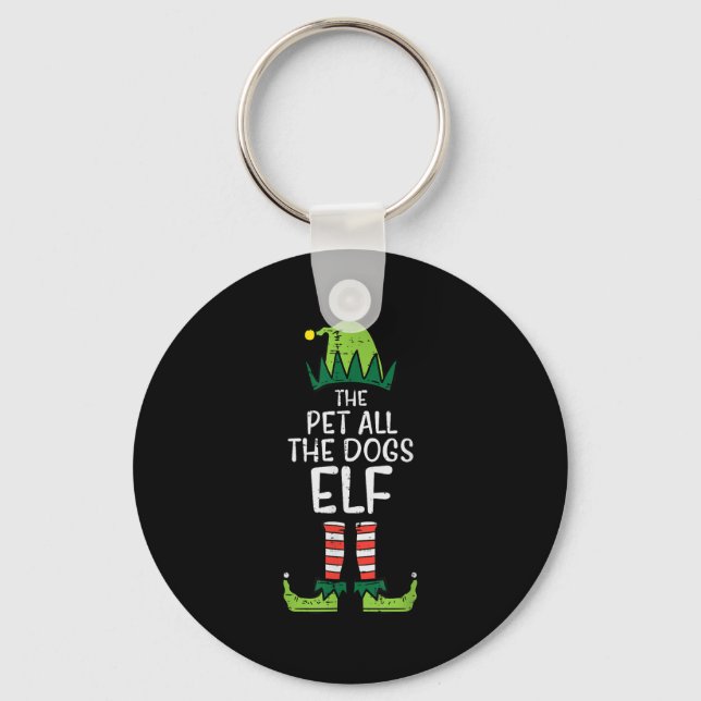 Pet All The Dogs Elf Xmas Christmas For Family  Key Ring (Front)