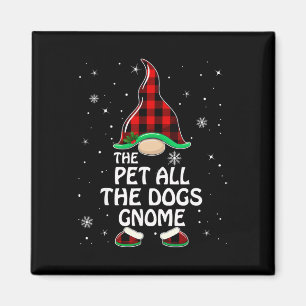 Pet All The Dogs Gnome Buffalo Plaid Family Christ Magnet