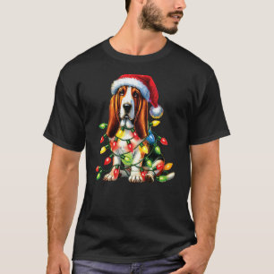 Pet Animal Basset Hound Dog Lover Santa hat Christ T-Shirt