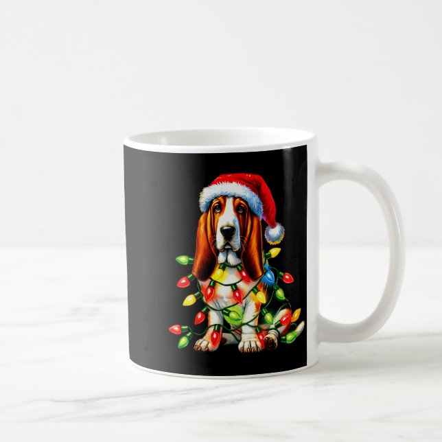 Pet Animal Bet Hound Dog Lover Santa Hat Christmas Coffee Mug (Right)