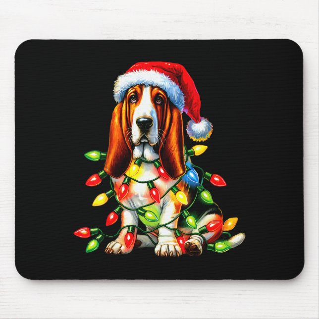 Pet Animal Bet Hound Dog Lover Santa Hat Christmas Mouse Mat (Front)