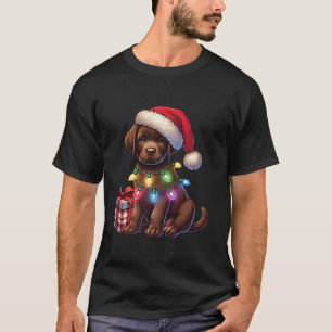 Pet Animal Chocolate Labrador Dog Santa hat Christ T-Shirt