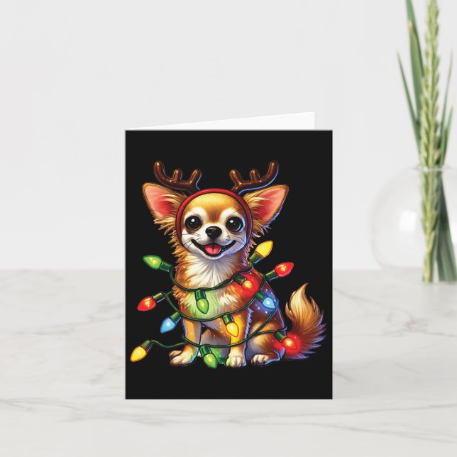 Pet Animal Lovers Chihuahua Dogs Reindeer Christma Card (Front)