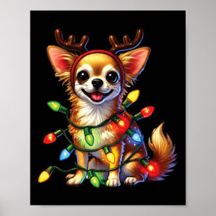 Pet Animal Lovers Chihuahua Dogs Reindeer Christma Poster
