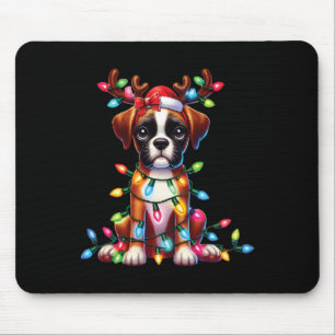 Pet Animal Lovers Cute Boxer Dog Reindeer Antlers Mouse Mat