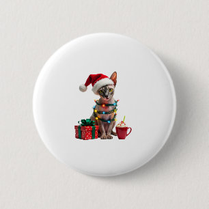 Pet Animal Lovers Cute Sphynx cat Reindeer Antlers 6 Cm Round Badge