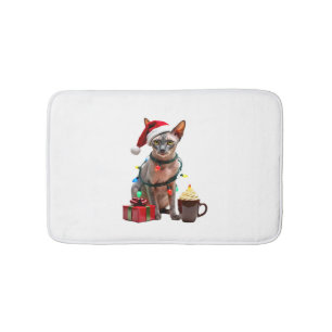 Pet Animal Lovers Cute Sphynx cat Reindeer Antlers Bath Mat