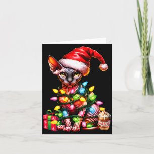 Pet Animal Lovers Cute Sphynx Cat Reindeer Antlers Card
