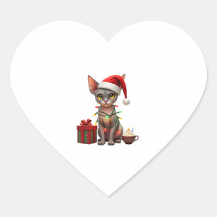 Pet Animal Lovers Cute Sphynx cat Reindeer Antlers Heart Sticker