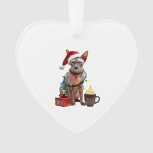 Pet Animal Lovers Cute Sphynx cat Reindeer Antlers Ornament