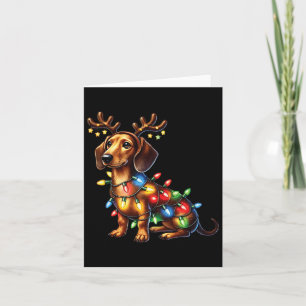 Pet Animal Lovers Dachshund Dog Reindeer Antlers C Card