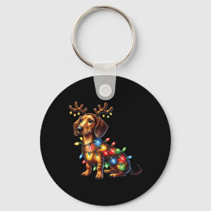 Pet Animal Lovers Dachshund Dog Reindeer Antlers C Key Ring