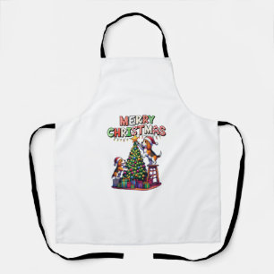 Pet Animal Lovers Xmas Beagle Dogs Decorating Chri Apron