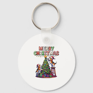 Pet Animal Lovers Xmas Beagle Dogs Decorating Chri Key Ring