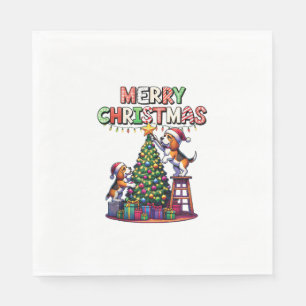 Pet Animal Lovers Xmas Beagle Dogs Decorating Chri Napkin