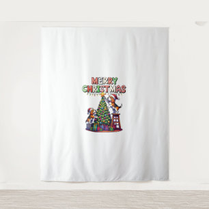 Pet Animal Lovers Xmas Beagle Dogs Decorating Chri Tapestry