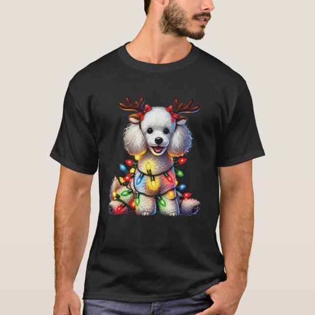 Pet Animal Lovers Xmas Poodle Dog Reindeer Christm T-Shirt (Front)