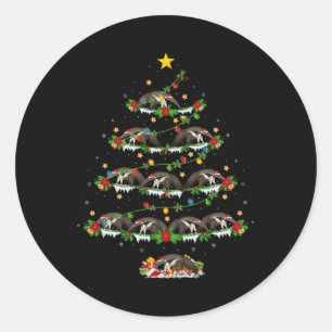 Pet Animal Xmas Lights Santa Anteater Christmas Tr Classic Round Sticker