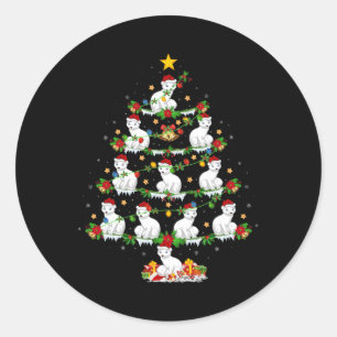 Pet Animal Xmas Lights Santa Arctic Fox Christmas Classic Round Sticker