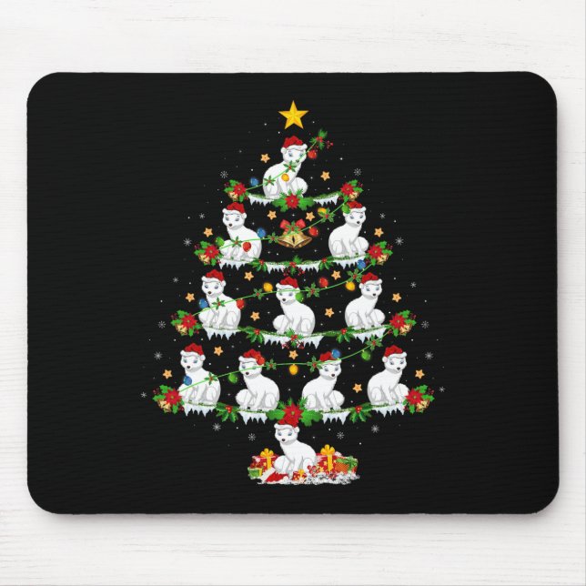Pet Animal Xmas Lights Santa Arctic Fox Christmas  Mouse Mat (Front)