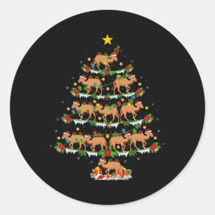 Pet Animal Xmas Lights Santa Bactrian Camel Christ Classic Round Sticker