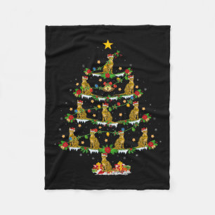 Pet Animal Xmas Lights Santa Bengal Cat Christmas  Fleece Blanket