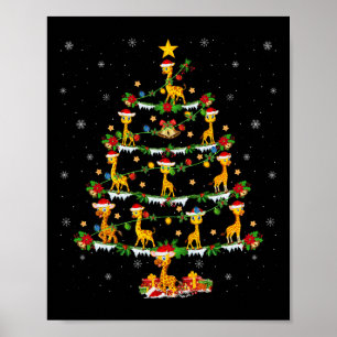 Pet Animal Xmas Lights Santa Giraffe Christmas Tre Poster