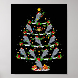 Pet Animal Xmas Lights Santa Manatee Christmas Tre Poster