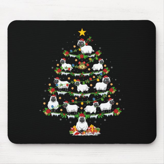 Pet Animal Xmas Lights Santa Sheep Christmas Tree  Mouse Mat (Front)