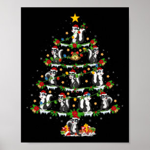Pet Animal Xmas Lights Santa Skunks Christmas Tree Poster