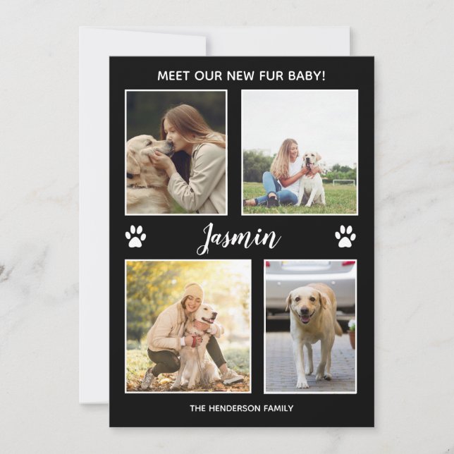 Pet Announcement New Fur Baby Photo Collage (Front)