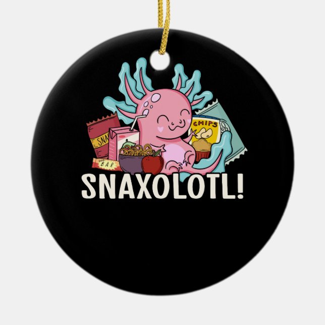 Pet Axolotl Snaxolotl Cute Snacks Paleontologist K Ceramic Tree Decoration (Front)