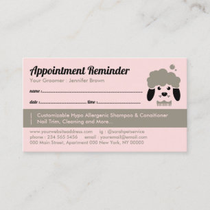 Pet Bath Salon Appointment Remind Dog Groomer Business Card