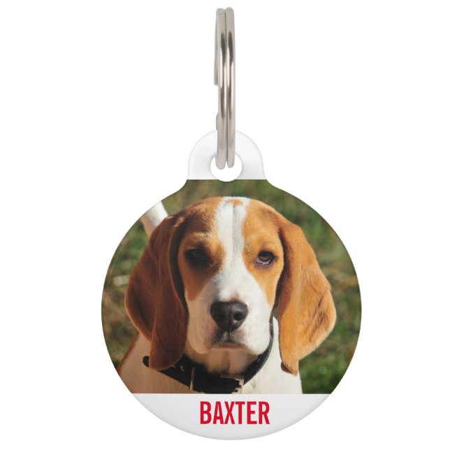Pet Beagle Dog Photo Personalised Pet Tag (Front)