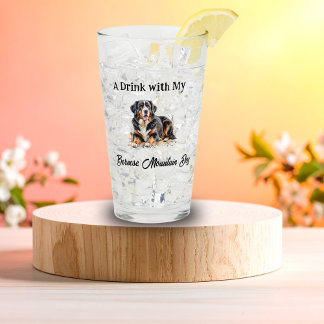 Pet Bernese Watercolor Personalize Glass