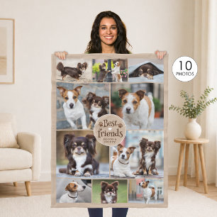 Pet Best Friends 10 Photo Collage Personalised Fleece Blanket
