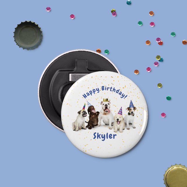 Pet Birthday Dog Celebration | Blue Bottle Opener (Creator Uploaded)
