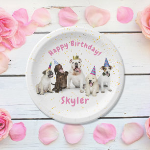 Pet Birthday Dog Celebration Pink Paper Plate