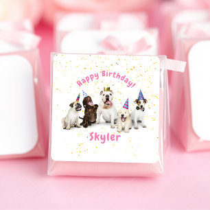 Pet Birthday Dog Celebration Pink Square Sticker