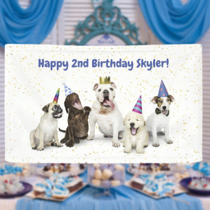 Pet Birthday Dog Party Blue Banner