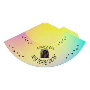 Pet Birthday Gradient 1 Photo Pawprint Design Party Hat