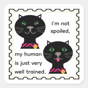 Pet Black Cats stamp art Square Sticker