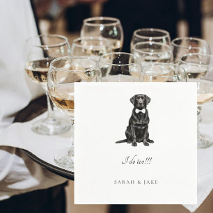 Pet Black Lab in Wedding Bow Tie Wedding Napkins