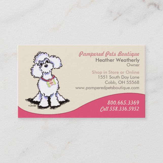 Pet Boutique Gift Shop Poodle Pink Business Card (Front)
