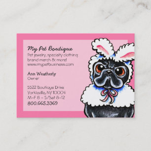 Pet Boutique Pink Fun Bunny Pug Business Card