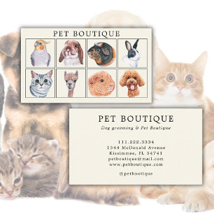 Pet Boutique Watercolor Animals  Business Card