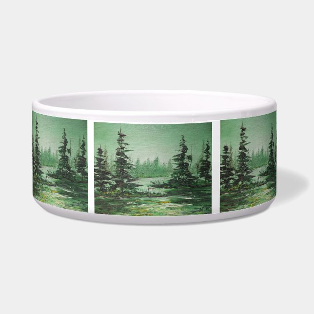 Pet Bowl Ann Hayes Painting Green Forest (Front)